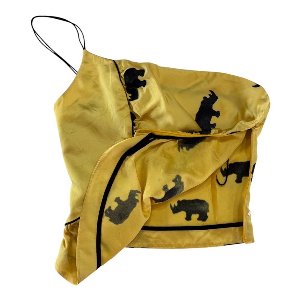 DELPHINE MURAT -  VINTAGE SS02 - RHINO ASYMMETRICAL DRAPED TOP - SATIN - YELLOW - Picture 5 of 5